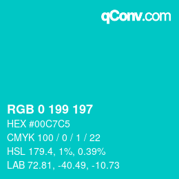 Color code: RGB 0 199 197 | qconv.com