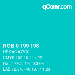 カラーコード: RGB 0 199 198 | qconv.com