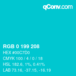 Color code: RGB 0 199 208 | qconv.com