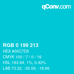 Color code: RGB 0 199 213 | qconv.com