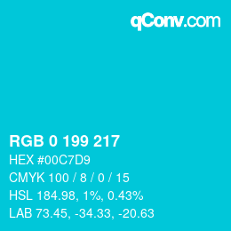 Color code: RGB 0 199 217 | qconv.com