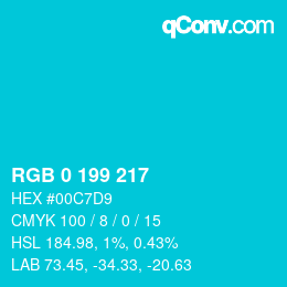 Color code: RGB 0 199 217 | qconv.com