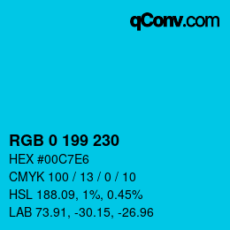 カラーコード: RGB 0 199 230 | qconv.com