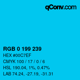 カラーコード: RGB 0 199 239 | qconv.com