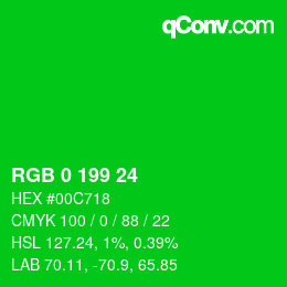 Color code: RGB 0 199 24 | qconv.com