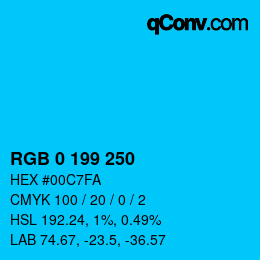 Color code: RGB 0 199 250 | qconv.com