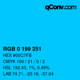 Color code: RGB 0 199 251 | qconv.com