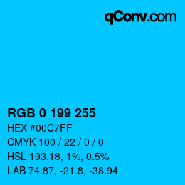 Color code: RGB 0 199 255 | qconv.com