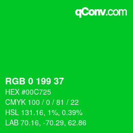 Color code: RGB 0 199 37 | qconv.com