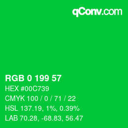 颜色代码: RGB 0 199 57 | qconv.com