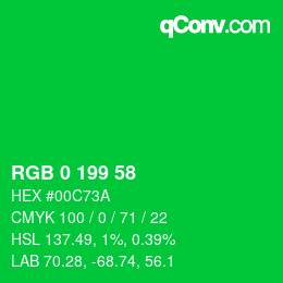 Color code: RGB 0 199 58 | qconv.com