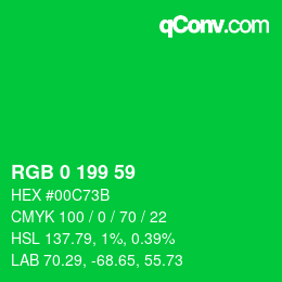 カラーコード: RGB 0 199 59 | qconv.com