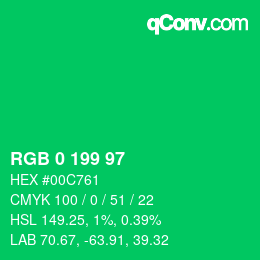 Color code: RGB 0 199 97 | qconv.com