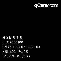 Code couleur: RGBA 0 1 0 1 | qconv.com