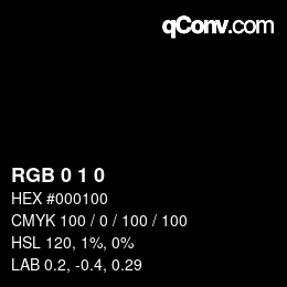 颜色代码: RGB 0 1 0 | qconv.com