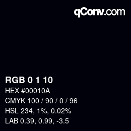 颜色代码: RGB 0 1 10 | qconv.com