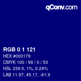 颜色代码: RGB 0 1 121 | qconv.com