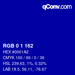 Color code: RGB 0 1 162 | qconv.com