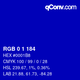 Color code: RGB 0 1 184 | qconv.com