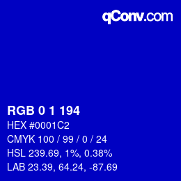 Color code: RGB 0 1 194 | qconv.com