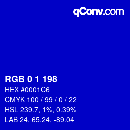 Color code: RGB 0 1 198 | qconv.com