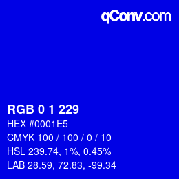 カラーコード: RGB 0 1 229 | qconv.com