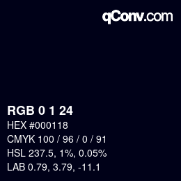 颜色代码: RGB 0 1 24 | qconv.com