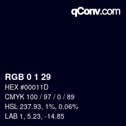 Color code: RGB 0 1 29 | qconv.com