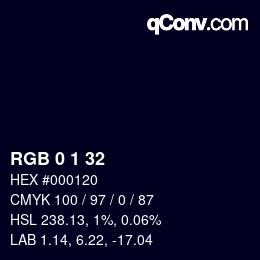 颜色代码: RGB 0 1 32 | qconv.com