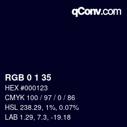 颜色代码: RGB 0 1 35 | qconv.com