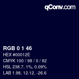 颜色代码: RGB 0 1 46 | qconv.com