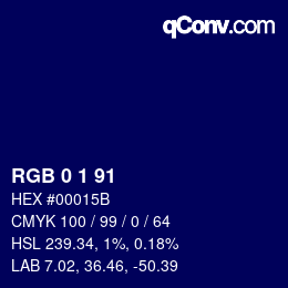 颜色代码: RGB 0 1 91 | qconv.com