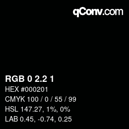 Color code: RGB 0 2.2 1 | qconv.com