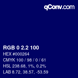 Color code: RGB 0 2.2 100 | qconv.com