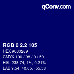 Color code: RGB 0 2.2 105 | qconv.com