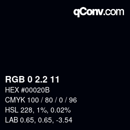Color code: RGB 0 2.2 11 | qconv.com