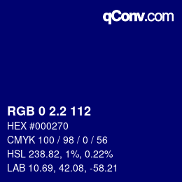 Color code: RGB 0 2.2 112 | qconv.com