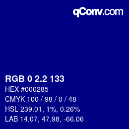 Color code: RGB 0 2.2 133 | qconv.com