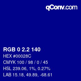 カラーコード: RGB 0 2.2 140 | qconv.com