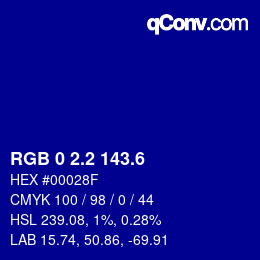 カラーコード: RGB 0 2.2 143.6 | qconv.com
