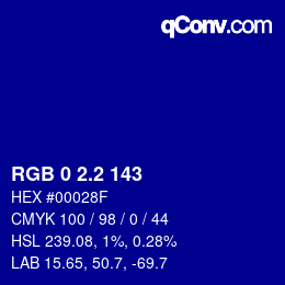 カラーコード: RGB 0 2.2 143 | qconv.com