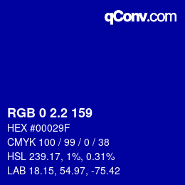 カラーコード: RGB 0 2.2 159 | qconv.com