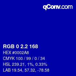 カラーコード: RGB 0 2.2 168 | qconv.com
