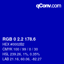 カラーコード: RGB 0 2.2 178.6 | qconv.com