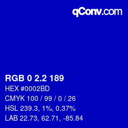 カラーコード: RGB 0 2.2 189 | qconv.com