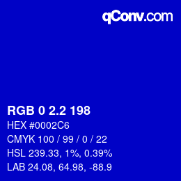 カラーコード: RGB 0 2.2 198 | qconv.com