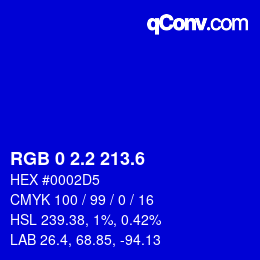 カラーコード: RGB 0 2.2 213.6 | qconv.com