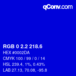 カラーコード: RGB 0 2.2 218.6 | qconv.com