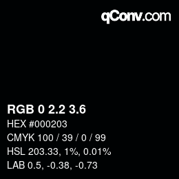 カラーコード: RGB 0 2.2 3.6 | qconv.com