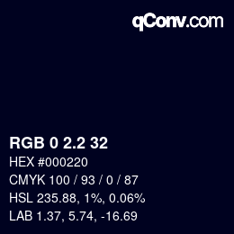Color code: RGB 0 2.2 32 | qconv.com